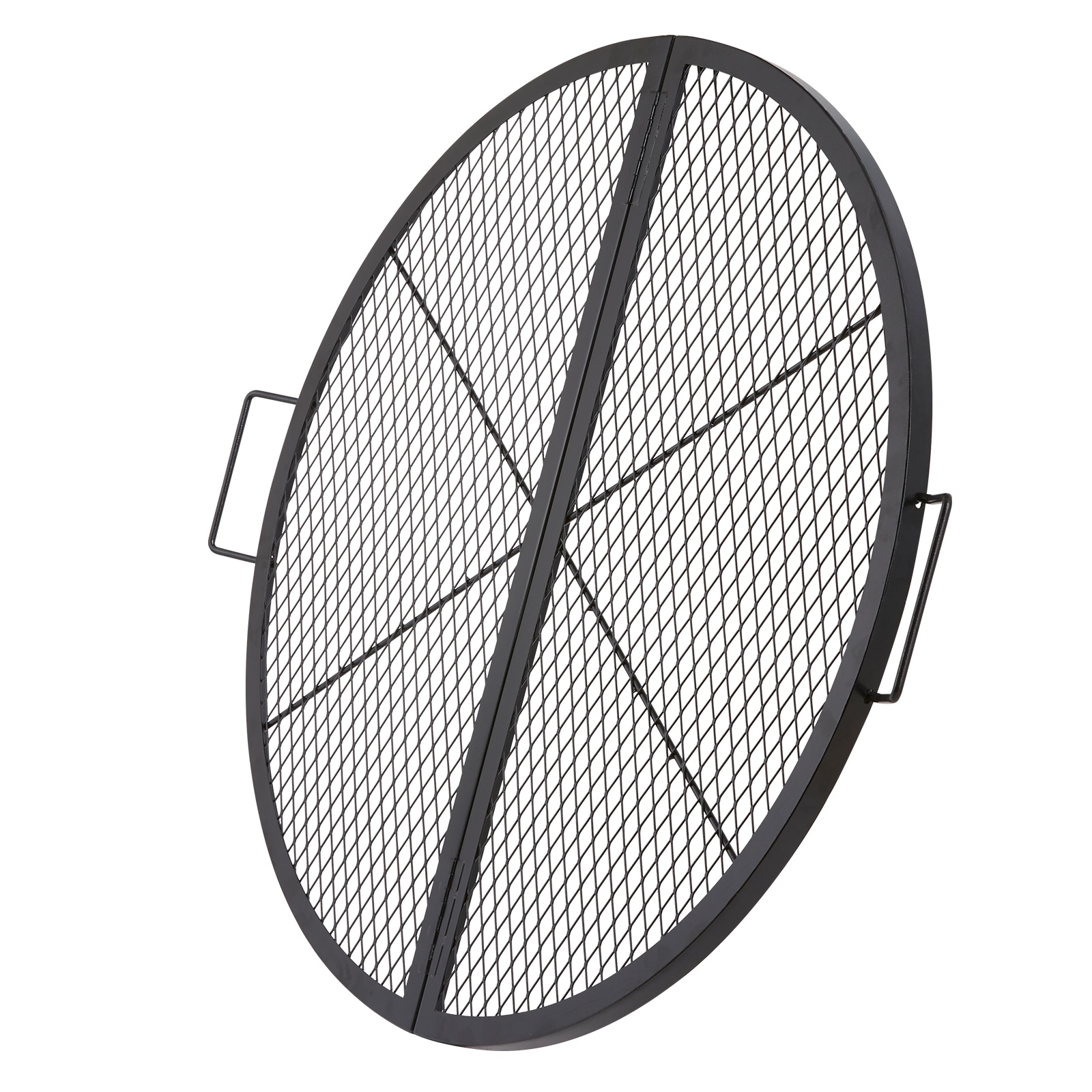 Fire Pit Grill Grate Foldable Round Steel Bbq Grid With Handle_voghion.com